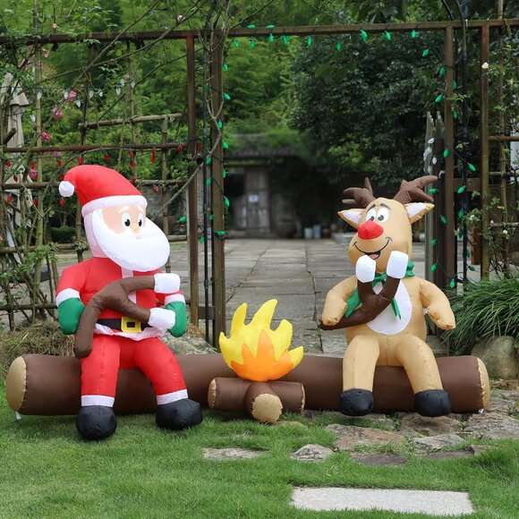 🆕7FT Christmas Inflatable Santa And Reindeer Roasting Marshmal Outdoor Decor - Picture 8 of 10